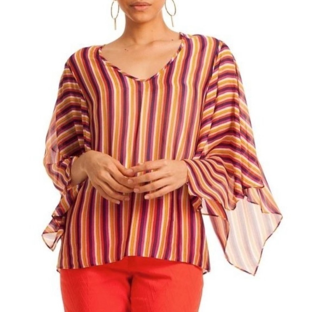 Trina Turk California Dreaming La Paz Top in San Joaquin Stripes Size Medium